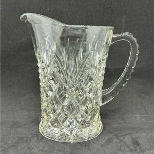 Vintage Anchor Hocking Prescut Pineapple  Clear Glass Creamer Small Pitcher